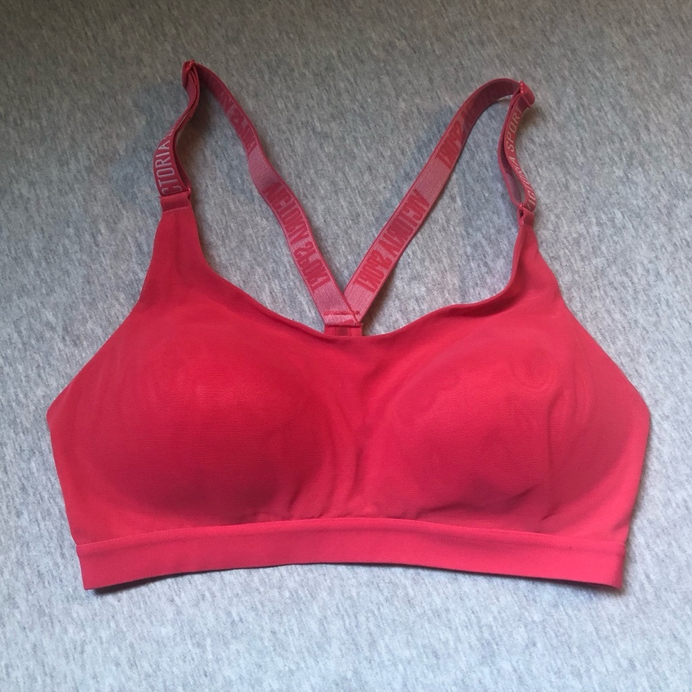 Victorias Secret Sports Bra Red Pink Victoria Sport Lightweight Wireless 34C